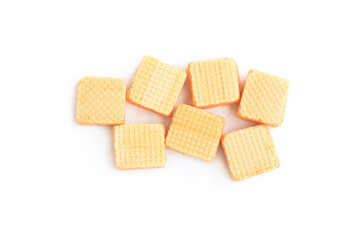Square wafer biscuit isolated on white background, Homemade wafer snack