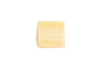 Square wafer biscuit isolated on white background, Homemade wafer snack