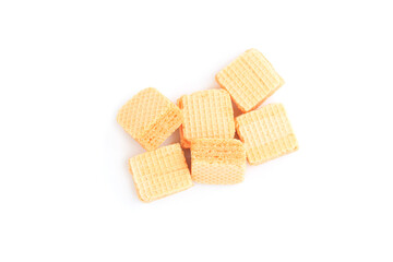 Square wafer biscuit isolated on white background, Homemade wafer snack