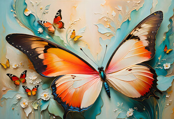Beautiful work of art of butterflies. wallpaper background. generative ai
