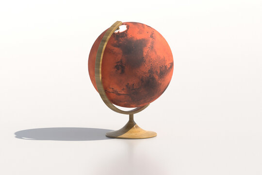 3D render - globe of Mars on a white background