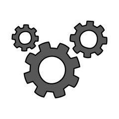 A hand-drawn cartoon gear icon on a white background.