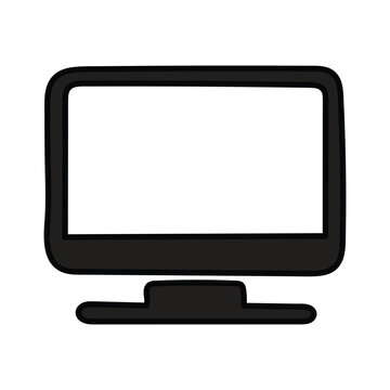 A hand-drawn cartoon computer icon on a white background.