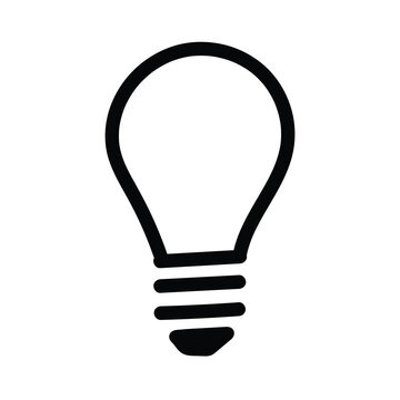 A hand-drawn cartoon icon of a light bulb on a white background.