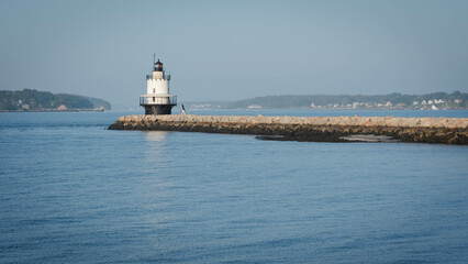 Portland, Maine, USA - October 1, 2023.  Spring Point Ledge Lighthouse