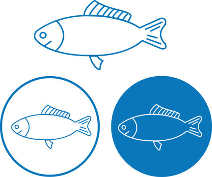 Set of Blue line Fish logo template suitable for businesses and product names on transparent background. logo design editable stock could be used for different purposes for company, product, service.