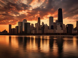 Obraz premium Chicago Skyline Pictures - Photo of Chicago Skyline Generative AI