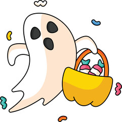 Ghosts Cute Vector Sticker 