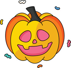 Halloween Pumpkin Cute Vector Sticker 