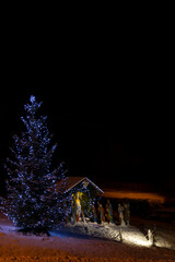 Christmas decoration outdoors covered with snow