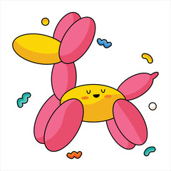 Balloon Dog Cute Vector Sticker 