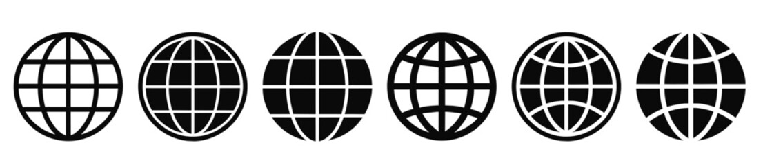 World planet earth icon collection. WWW world wide web set site symbol,