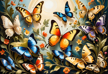 Beautiful work of art of butterflies. wallpaper background. generative ai
