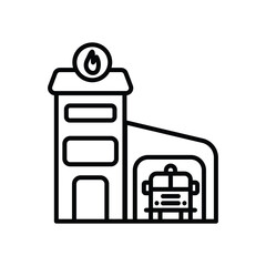 Fire Station icon isolate white background vector stock illustration