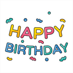 Happy Birthday Cute Vector Sticker 