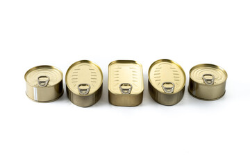 Canned food in metal can isolated on white background