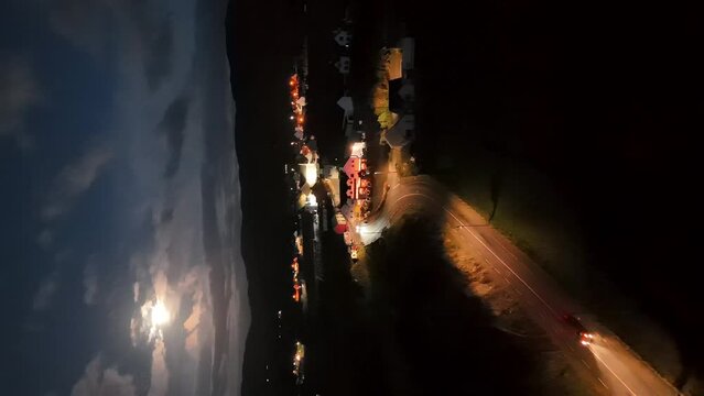 Aerial night view of Glencolumbkille in County Donegal, Republic of Irleand