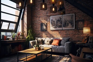 Loft Living Room: Industrial and Grunge Style