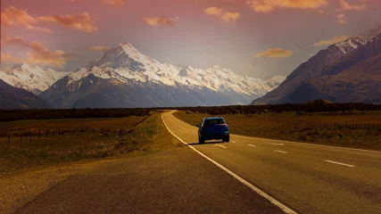 Cercles muraux Aoraki/Mount Cook The mountain landscape  with sunset view scene background over Aoraki mount cook national park,New zealand