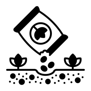 applying Multinutrient fertilizers to soil concept, manuring process vector icon design, Outdoor Decor symbol, Farm and Plant sign, Mulching and Landscaping stock illustration