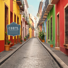 Fototapeta premium Street Signage in Latin City Mockup - Mexican City Mockup Generative AI