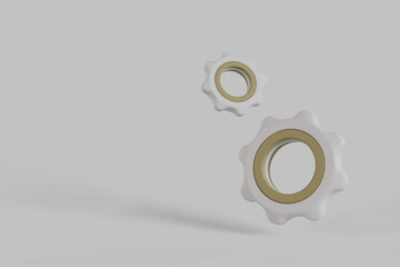 3d  illustraiton of cartoon cog wheels , gear Technical support engineering concept. 3d rendering.