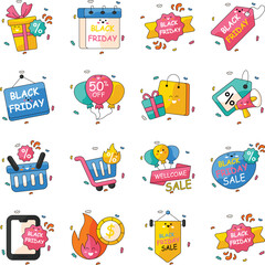 Cute Vector Stickers Set