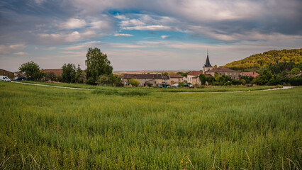 Fototapeta na wymiar View of a farmhouse in Saint-Maurice-sous-les-Côtes, eastern France