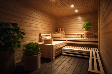 Wooden Sauna interior design, spa sauna, relaxing spa sauna world interior