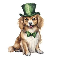 Cute Little St Patrick Dog Clipart Illustration
