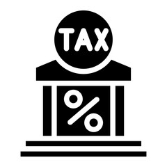 sale in building with tax in button glyph icon