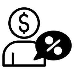 money in head a person with sale in speech bubble dualtone icon