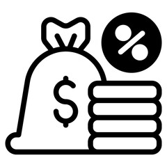 money bag, coin with sale in button dualtone icon