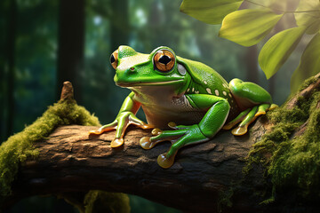 Fototapeta premium Image of green frog in nature forest. Amphibian.