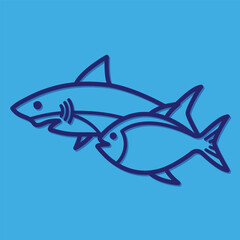 shark fish vector illustration, free vector fish logo template