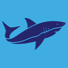 shark fish vector illustration, free vector fish logo template