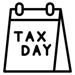 tax day in notes paper line icon