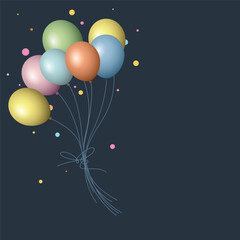 Fototapeta premium Celebration party banner with colorful balloons vector illustration. Grand Opening greeting card template have blank space.