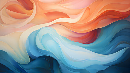 HQ Abstract Pastel Curve Illustration, Smooth Colored Waves Background 4K - obrazy, fototapety, plakaty