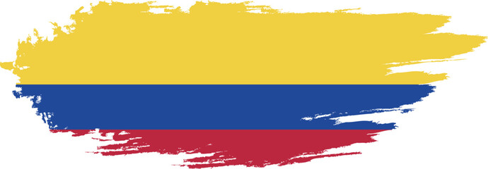 Colombia flag on brush paint stroke.
