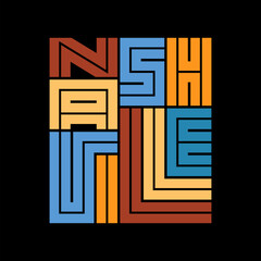 Nashville Typography poster. T-shirt fashion Design. Template for poster, print, banner, flyer.