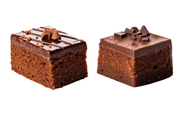 Chocolate cake isolated on transparent background.