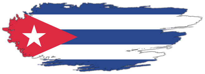 Cuba flag on brush paint stroke.
