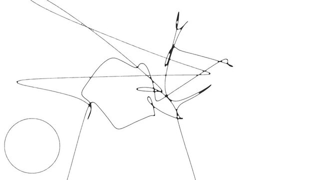 A thin graceful line, similar to a spider's web, changes. In the corner there is a circle where you can insert a logo.
