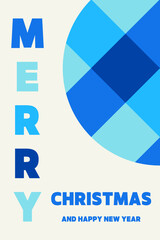 Colourful Christmas greeting card with geometric elements. Vector illustration
