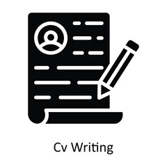 Cv Writing vector Solid Design illustration. Symbol on White background EPS 10 File 