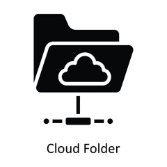 Cloud Folder vector Solid Design illustration. Symbol on White background EPS 10 File 