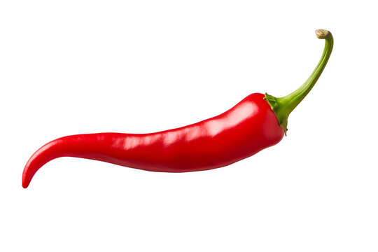 Red hot chili pepper isolated on transparent and white background, png