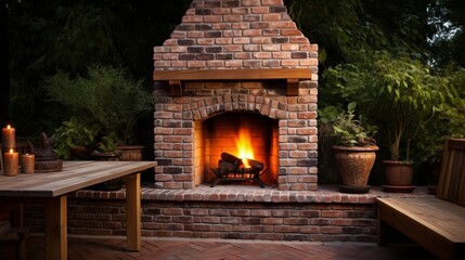 Fototapeta na wymiar fireplace with burning logs 