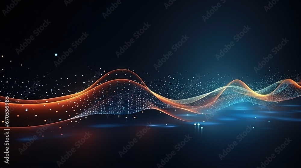 Poster Abstract dot point connect with gradient line and aesthetic Intricate wave line design , internationalization social network or business big data connection technology concept .